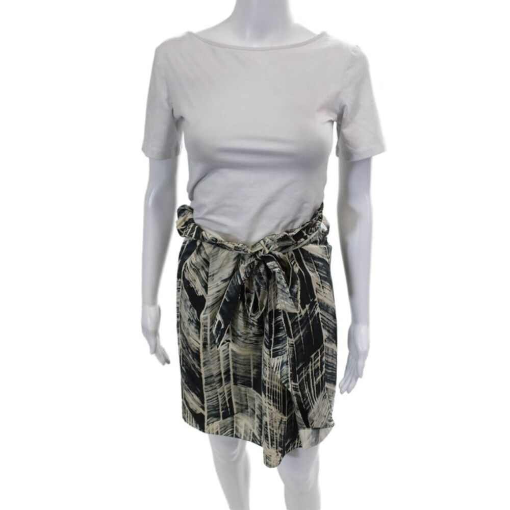 Magaschoni Collection Women's Paper Bag Waist Unlined Mini Skirt Black  Size S